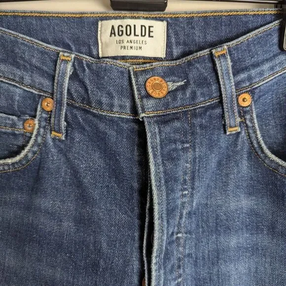 AGOLDE Women's High Rise Skinny Fit Jeans, Medium Wash, Size 26 stretch - Picture 10 of 10